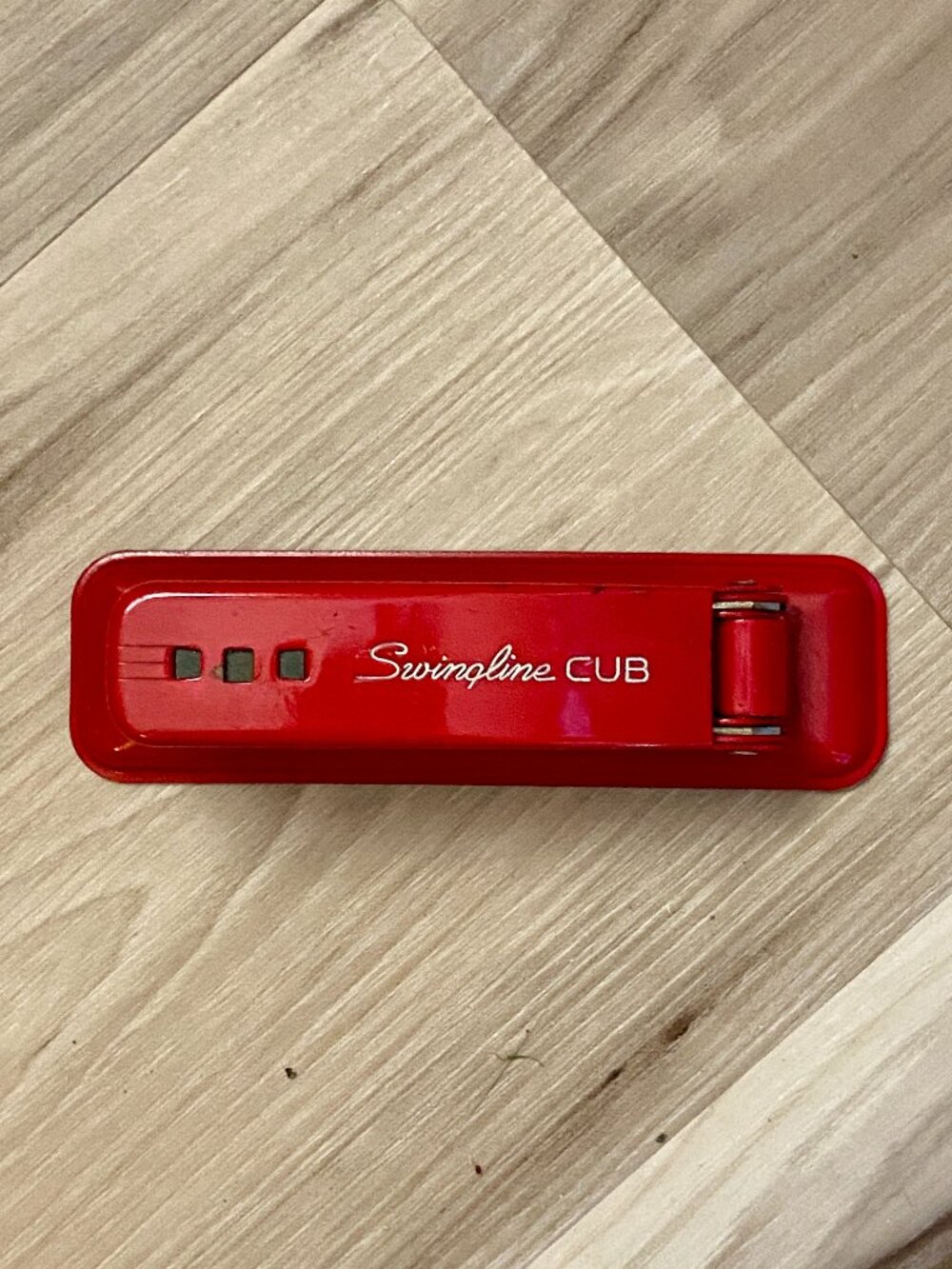 Swingline Cub Stapler 5 1/4" Long Vintage Red Metal Made In USA Retro Desk MCM
